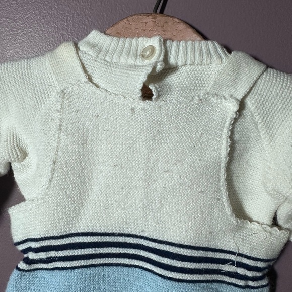 Vintage Knit Cream and Blue Baby Two Piece - Picture 4 of 4